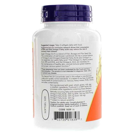 Super Omega 3-6-9 1200 Mg, NOW